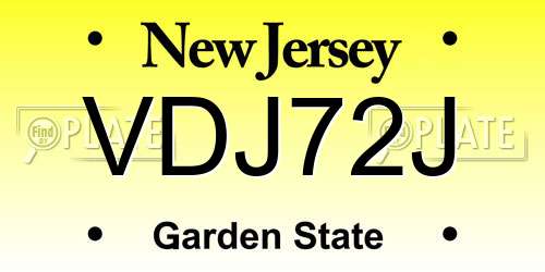 VDJ72J New Jersey License Plate