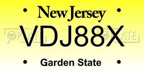 VDJ88X New Jersey License Plate