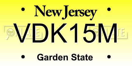 VDK15M New Jersey License Plate