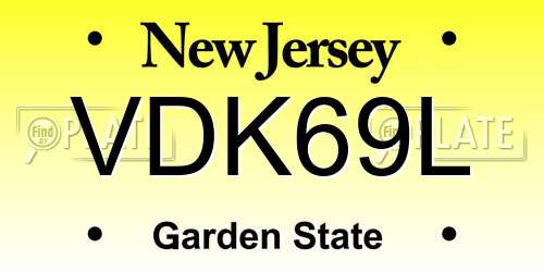 VDK69L New Jersey License Plate