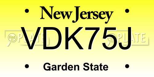 VDK75J New Jersey License Plate