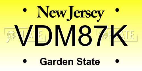 VDM87K New Jersey License Plate