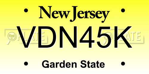 VDN45K New Jersey License Plate