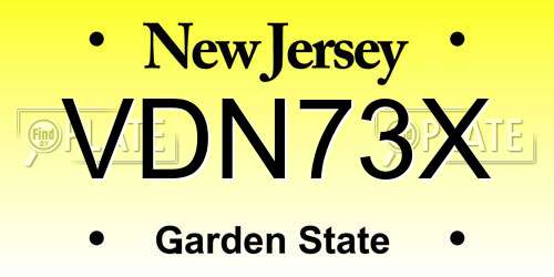 VDN73X New Jersey License Plate