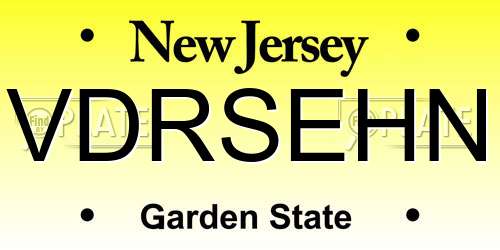 VDRSEHN New Jersey License Plate