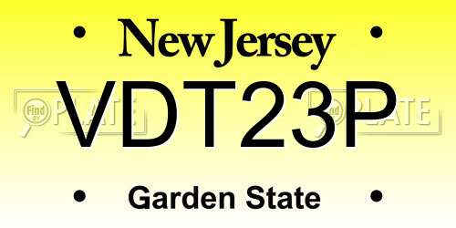 VDT23P New Jersey License Plate
