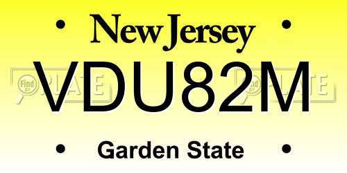 VDU82M New Jersey License Plate