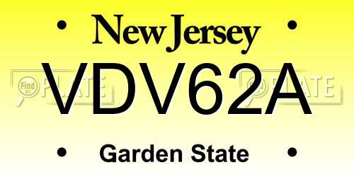 VDV62A New Jersey License Plate