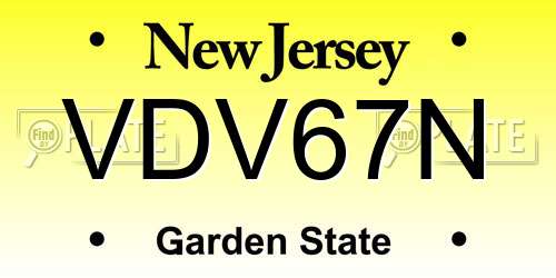 VDV67N New Jersey License Plate