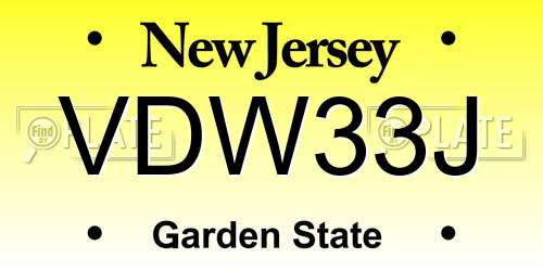 VDW33J New Jersey License Plate