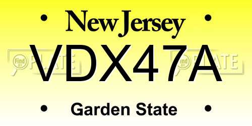 VDX47A New Jersey License Plate