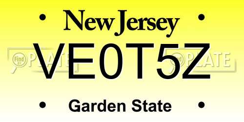VE0T5Z New Jersey License Plate