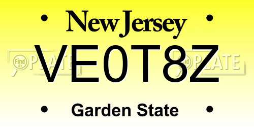 VE0T8Z New Jersey License Plate