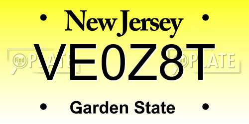 VE0Z8T New Jersey License Plate