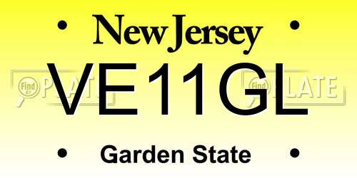 VE11GL New Jersey License Plate