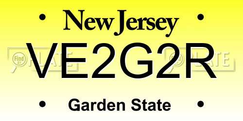 VE2G2R New Jersey License Plate