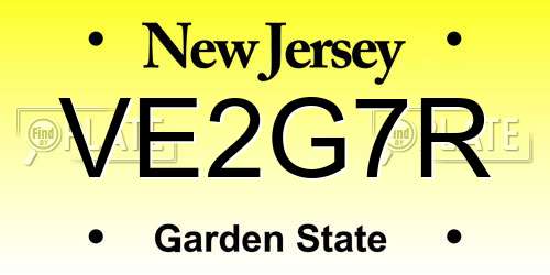 VE2G7R New Jersey License Plate