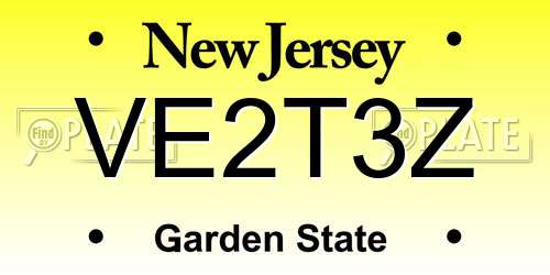 VE2T3Z New Jersey License Plate