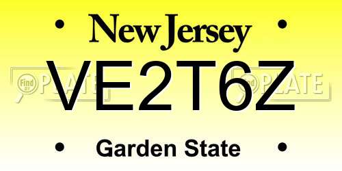 VE2T6Z New Jersey License Plate