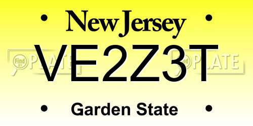 VE2Z3T New Jersey License Plate