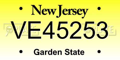 VE45253 New Jersey License Plate