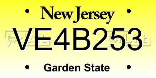 VE4B253 New Jersey License Plate