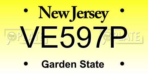 VE597P New Jersey License Plate