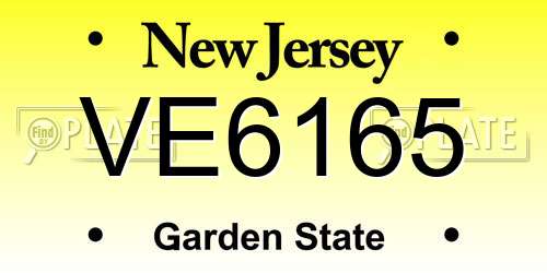 VE6165 New Jersey License Plate