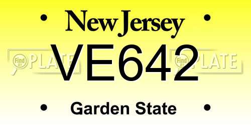 VE642 New Jersey License Plate