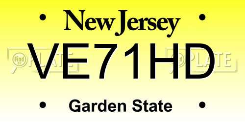 VE71HD New Jersey License Plate