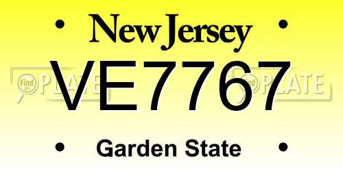 VE7767 New Jersey License Plate