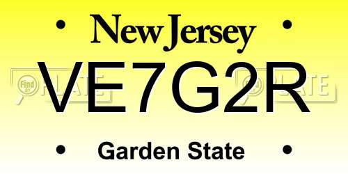 VE7G2R New Jersey License Plate