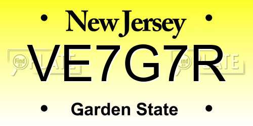 VE7G7R New Jersey License Plate