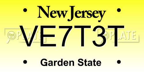 VE7T3T New Jersey License Plate