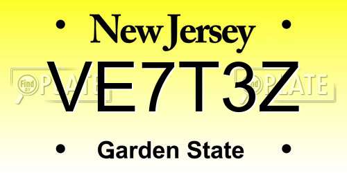 VE7T3Z New Jersey License Plate