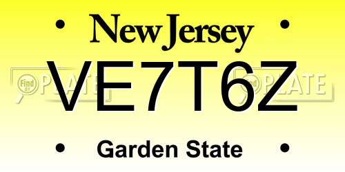 VE7T6Z New Jersey License Plate