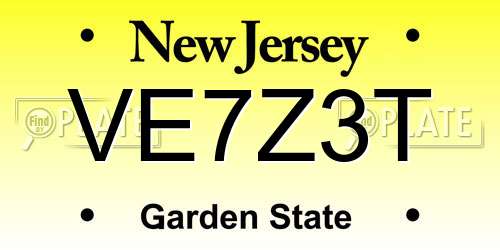 VE7Z3T New Jersey License Plate