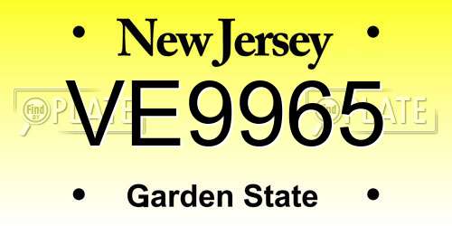 VE9965 New Jersey License Plate