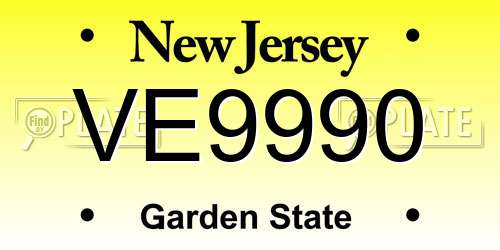 VE9990 New Jersey License Plate