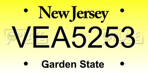 VEA5253 New Jersey License Plate