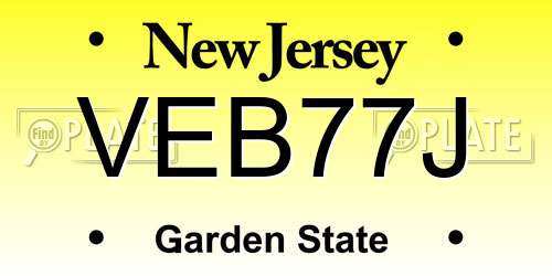 VEB77J New Jersey License Plate