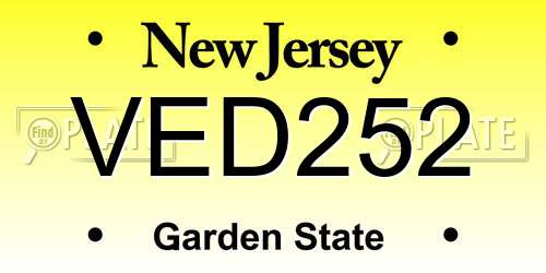 VED252 New Jersey License Plate