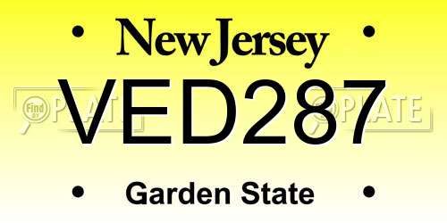 VED287 New Jersey License Plate