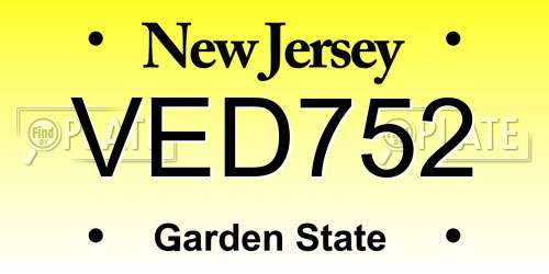 VED752 New Jersey License Plate