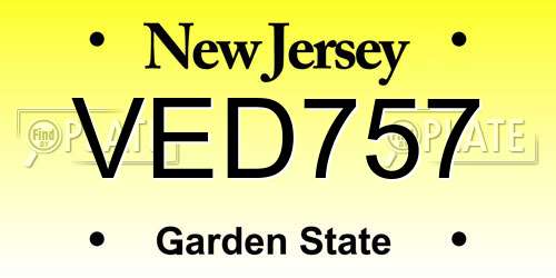 VED757 New Jersey License Plate