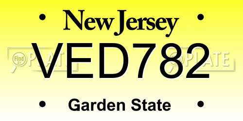 VED782 New Jersey License Plate