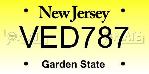 VED787 New Jersey License Plate