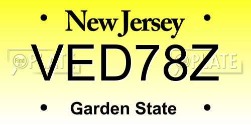 VED78Z New Jersey License Plate