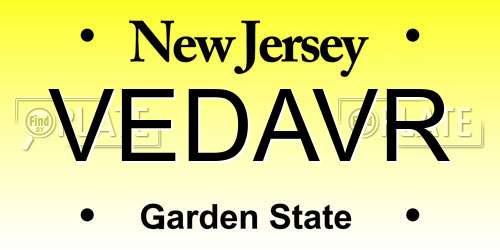 VEDAVR New Jersey License Plate