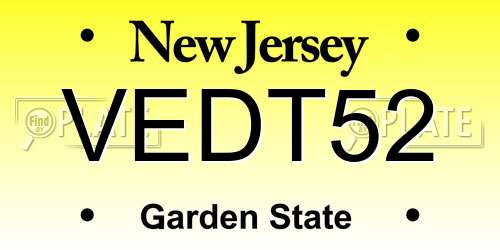 VEDT52 New Jersey License Plate